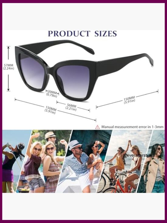 Oversized Cat Eye Sunglasses UV400 Acetate Frame main image 4